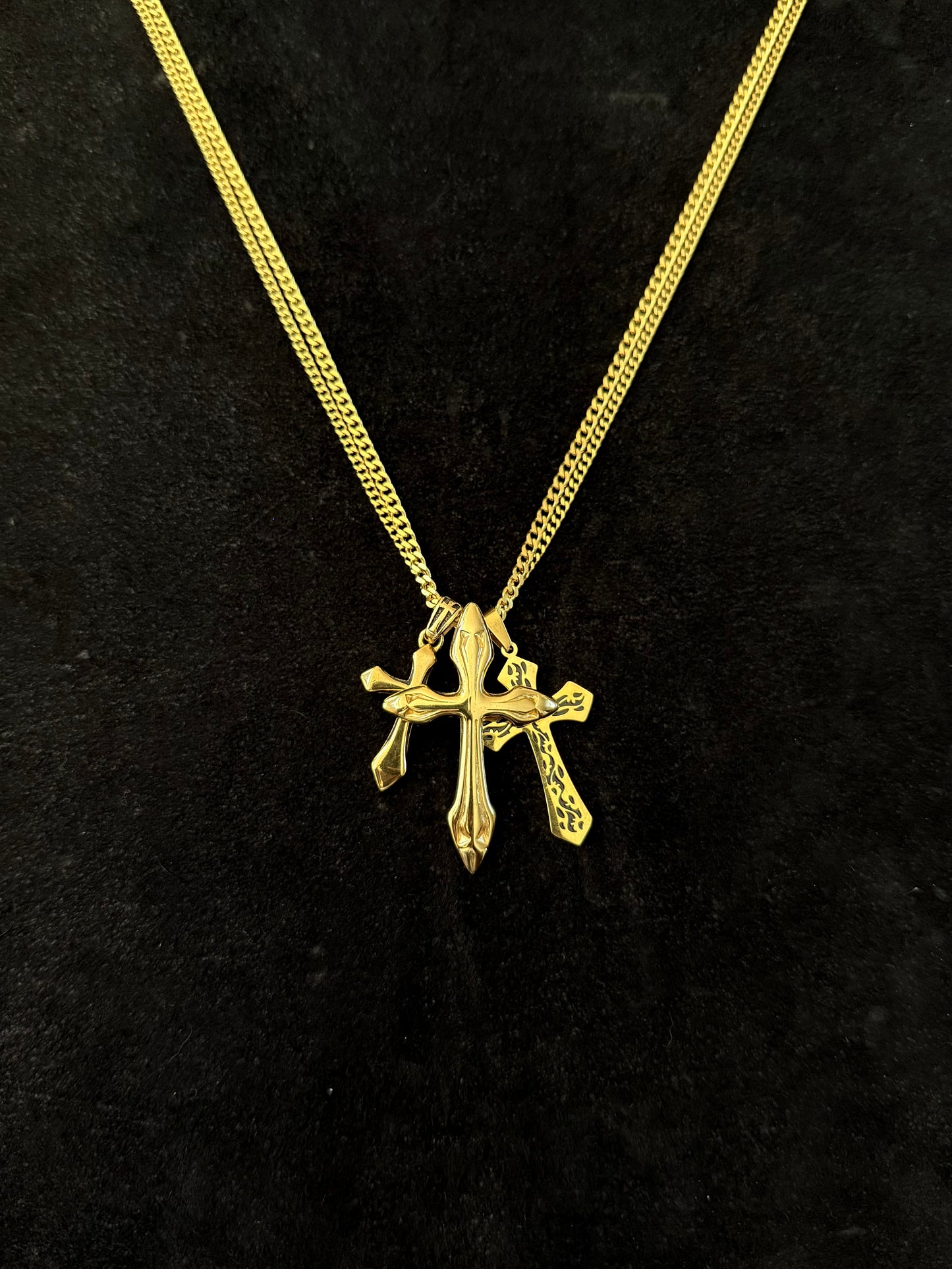 X3 Gold Cross Necklace
