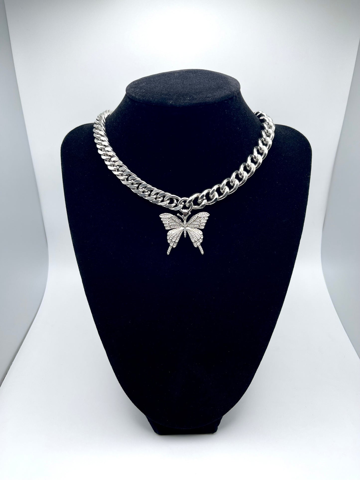 Half & Half - Diamond Butterfly Necklace