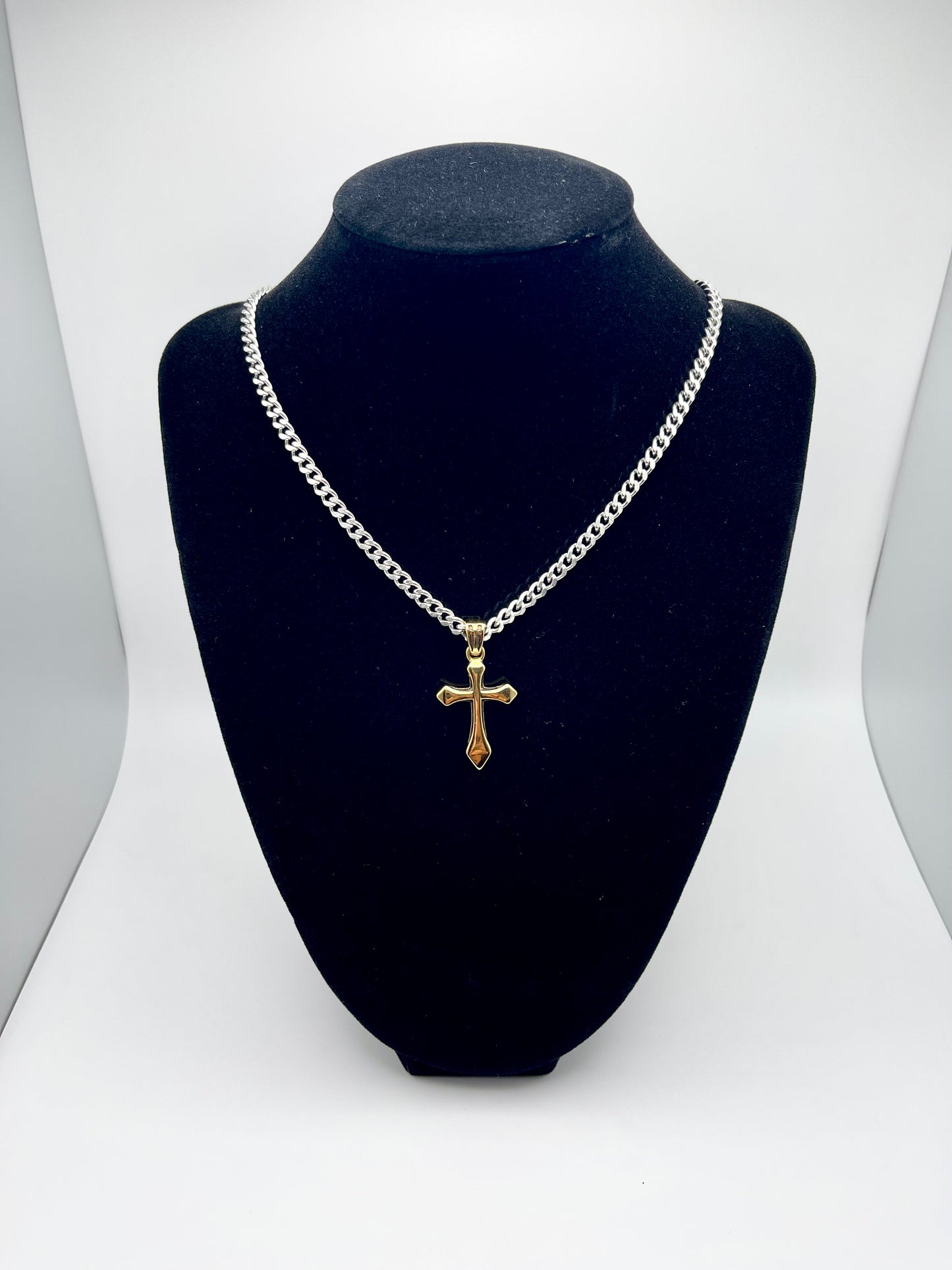 Gold Cross Silver Chain