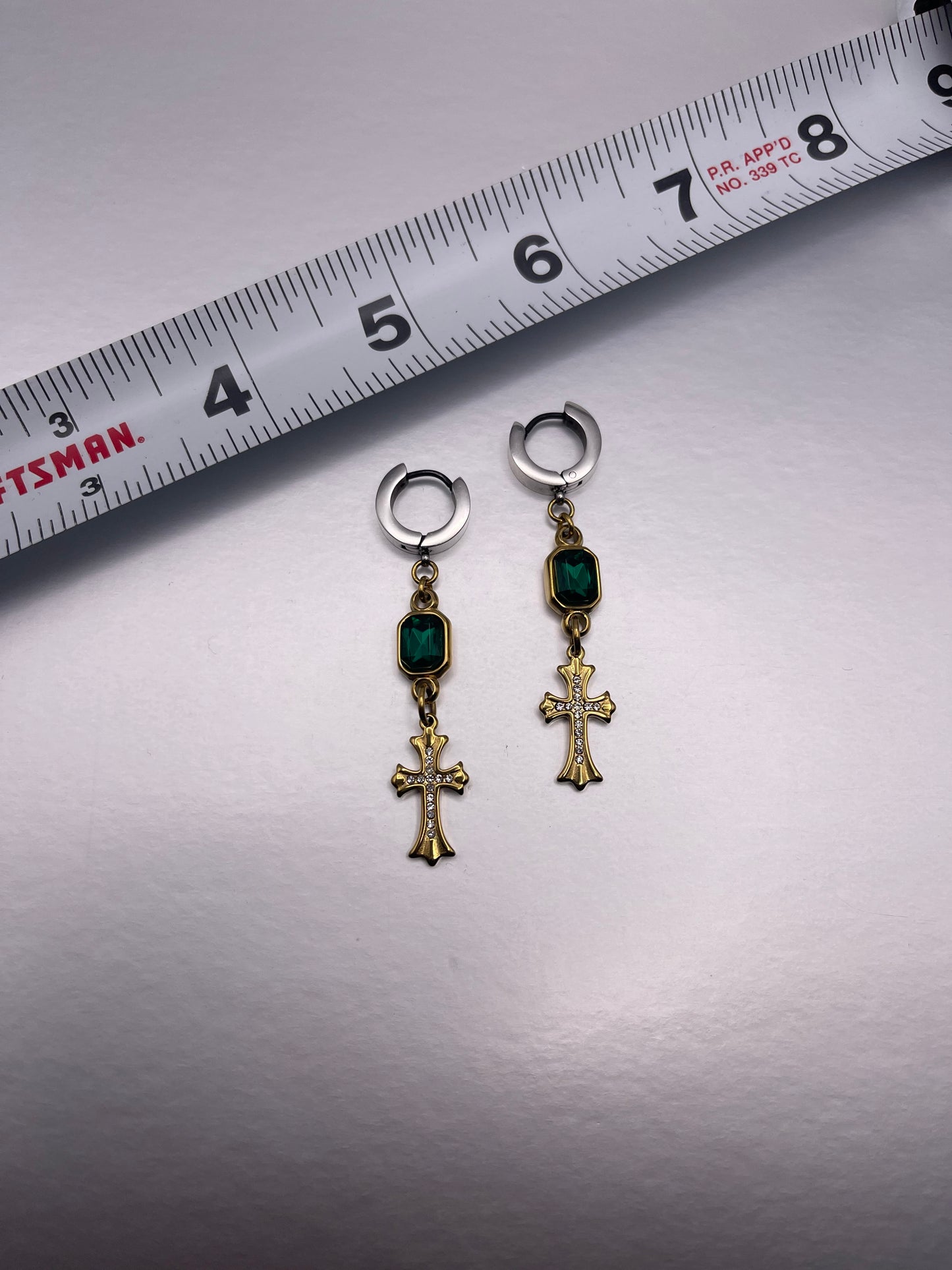 Emerald Cross 2 Earrings