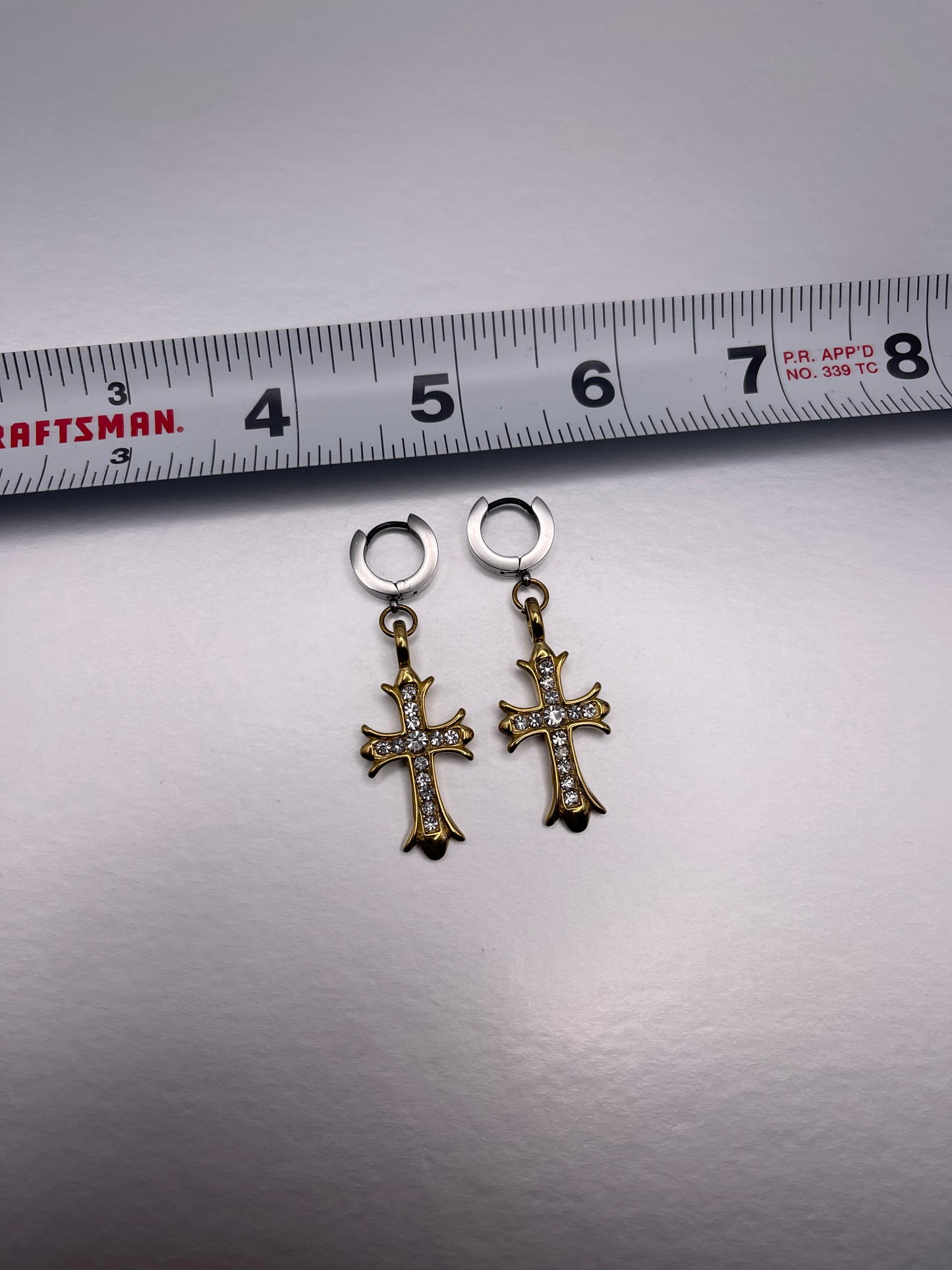 Silver Gold Cross Earrings