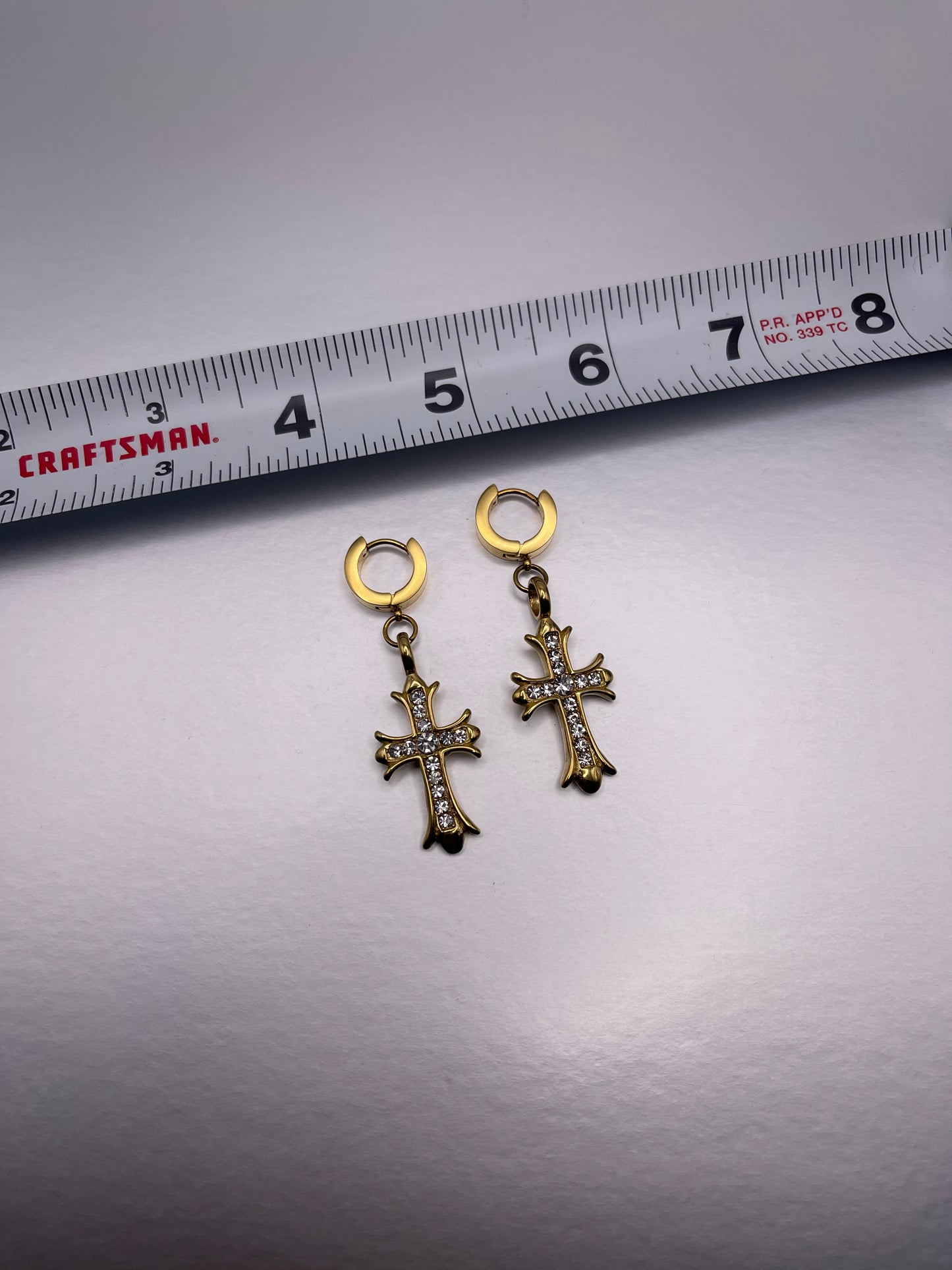 Gold Diamond Cross Earrings