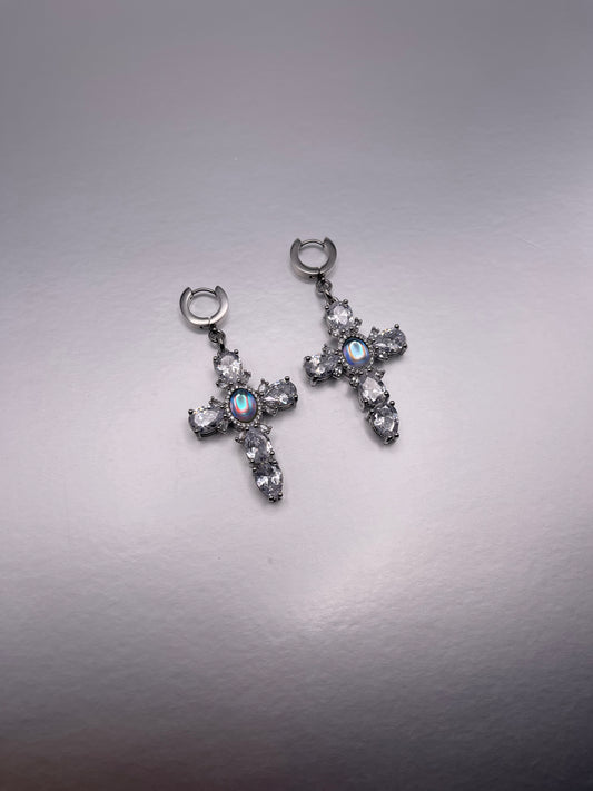 XL Diamond Cross Earrings