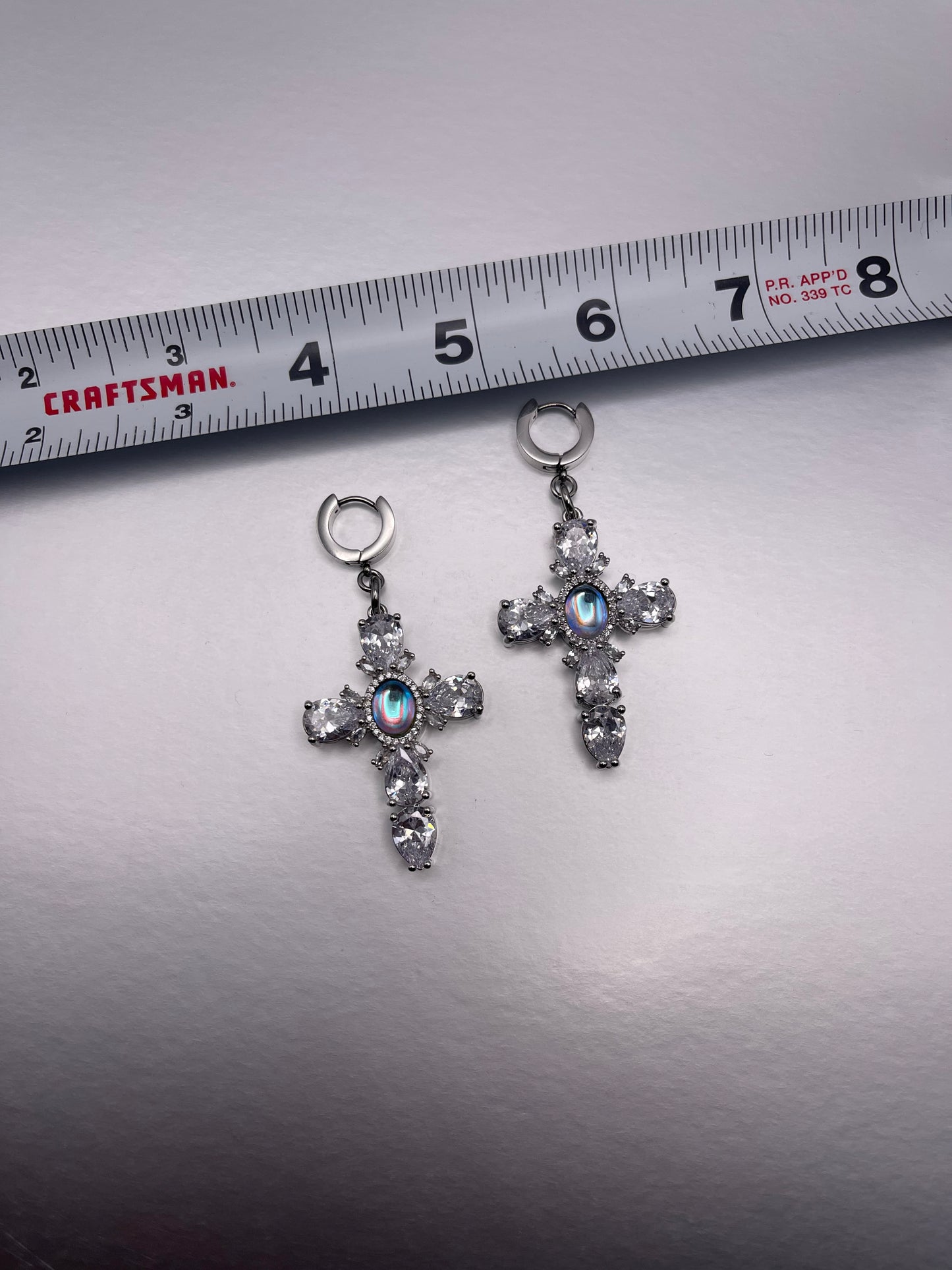 XL Diamond Cross Earrings