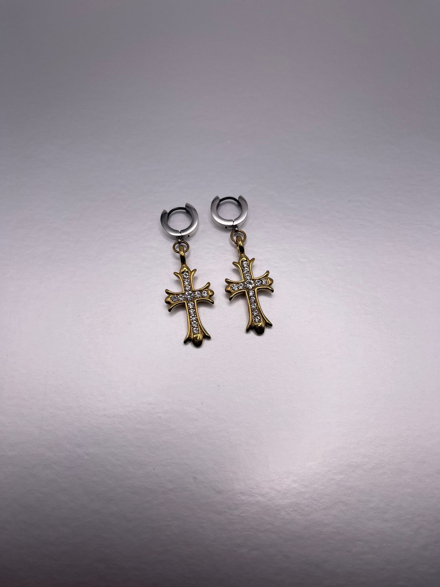 Silver Gold Cross Earrings