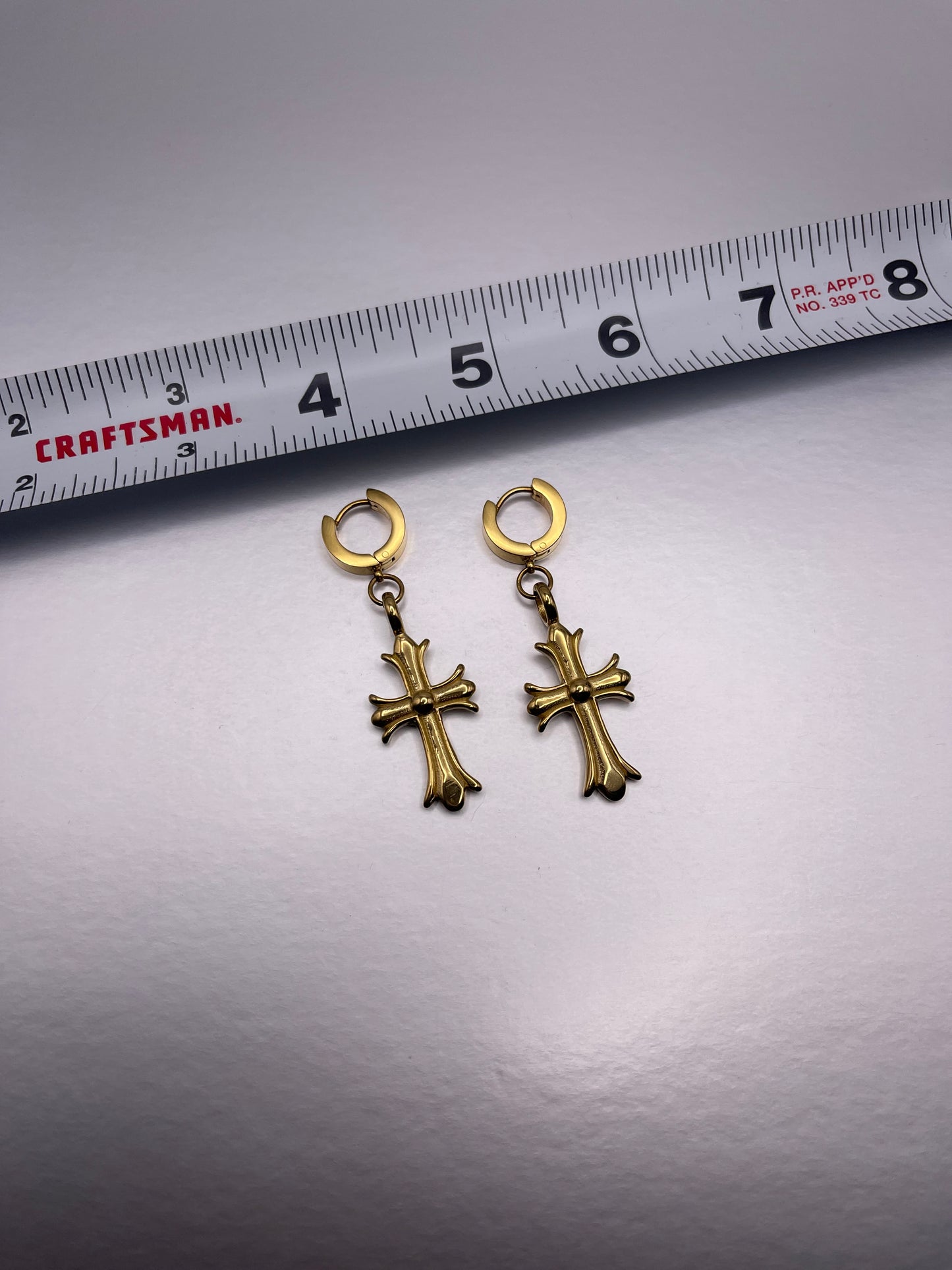 Gold Diamond Cross Earrings